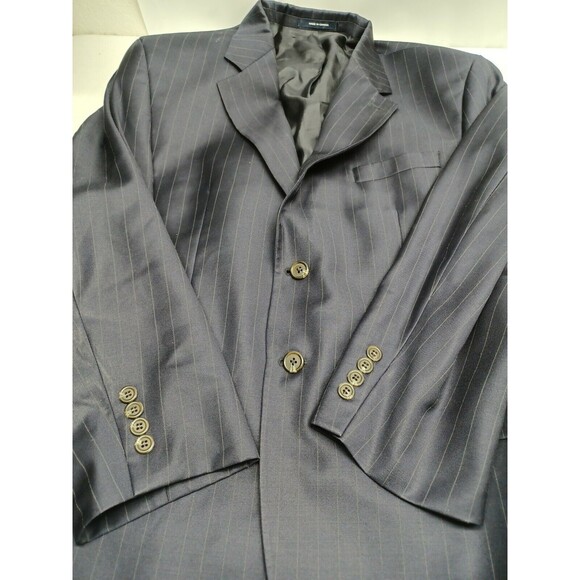 Chaps Ralph Lauren Navy Blue Cashmere Wool Blazer Jacket Mens Size 42S Flaw* - Picture 7 of 12